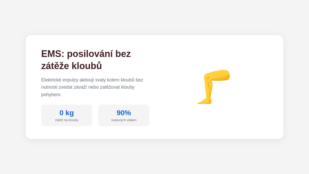 EMS posilování bez zátěže kloubů – infografika