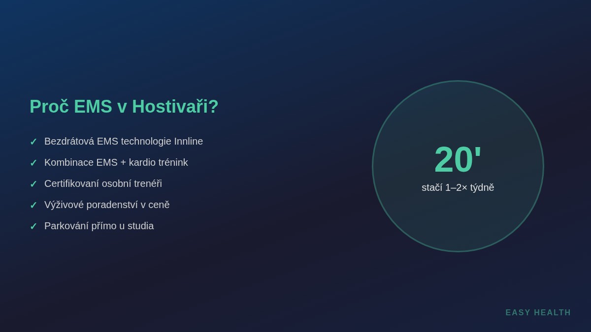 Výhody EMS studia Easy Health v Hostivaři - bezdrátová technologie, osobní přístup