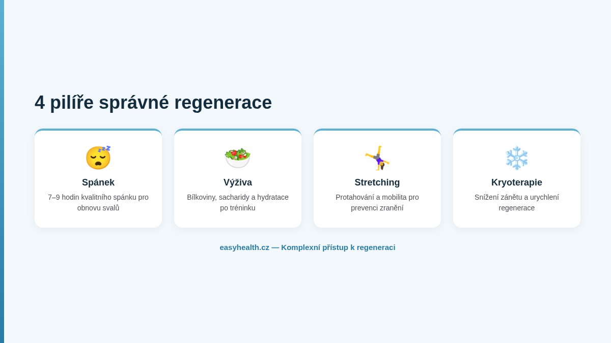 4 pilíře správné regenerace mezi tréninky – spánek, výživa, stretching, kryoterapie