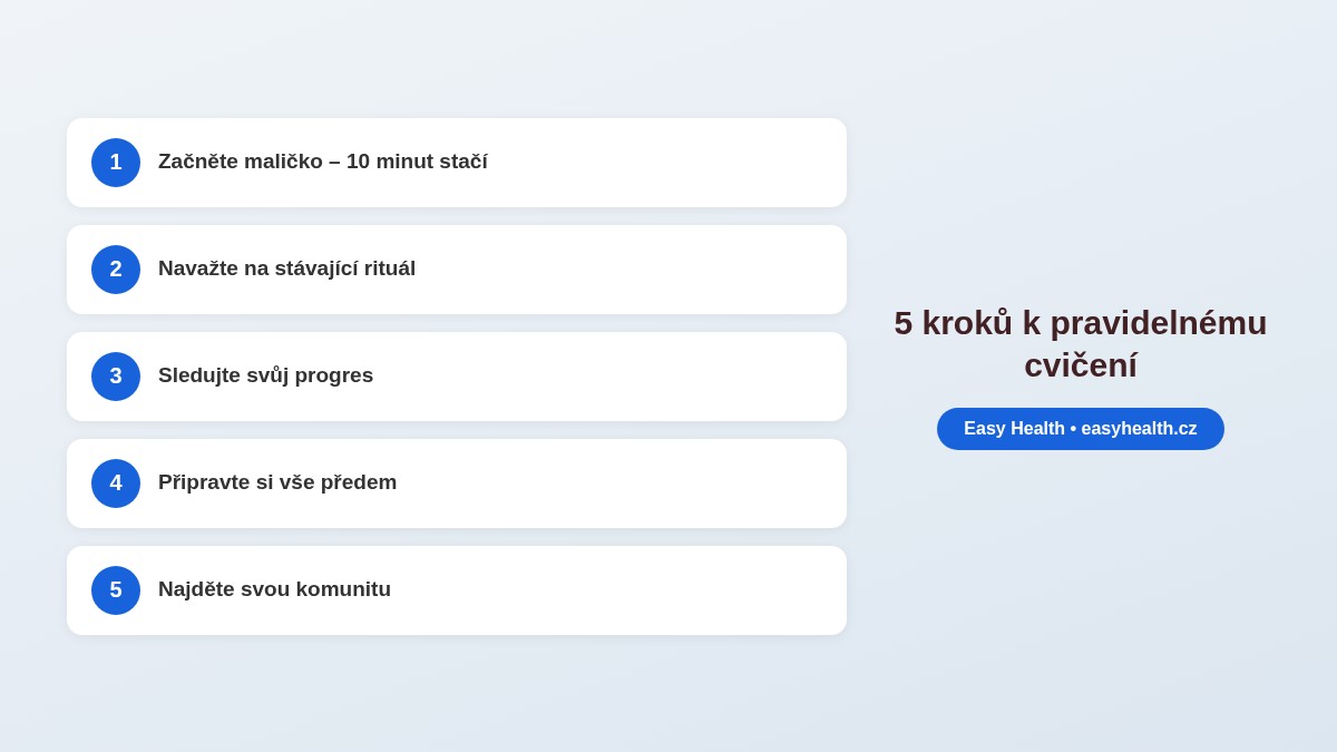 5 kroků k pravidelnému cvičení - infografika