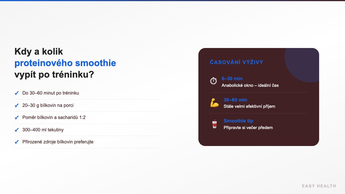 Časování výživy po tréninku – kdy a kolik proteinového smoothie vypít
