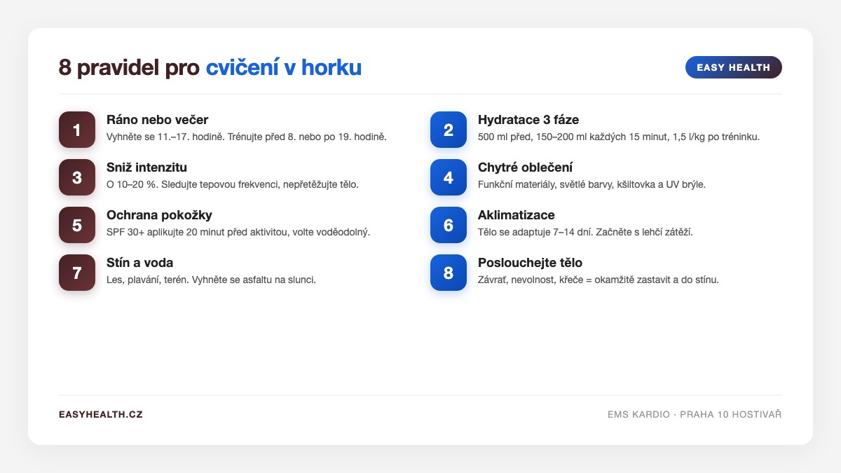 8 pravidel pro bezpečné cvičení v horku – Easy Health Praha 10