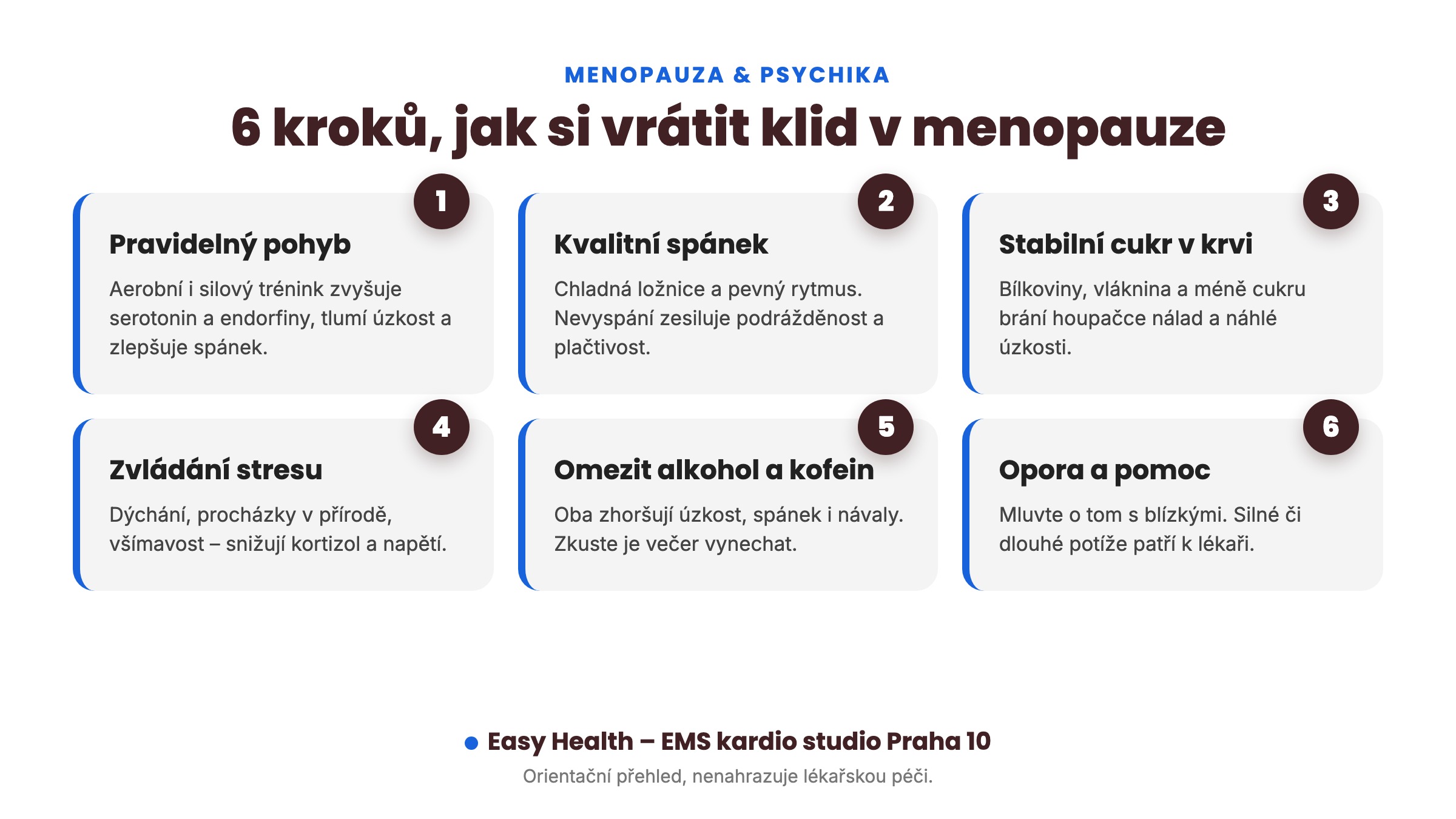 Infografika: 6 kroků, jak si vrátit klid v menopauze